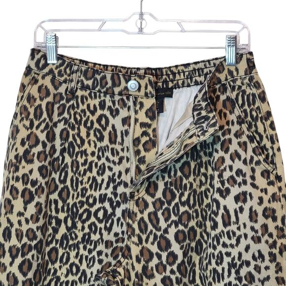 House of Harlow Leopard Animal Print Pant Wide Leg High Rise Brown Black Size M - Picture 5 of 13